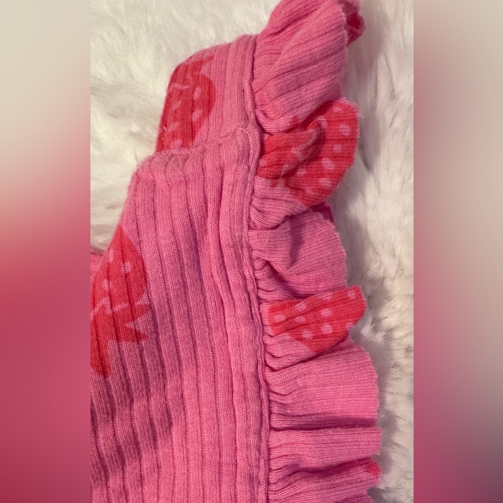 Baby Cat & Jack Pink Strawberry Romper 0–3 Months Ruffle Summer Outfit - Picture 5 of 6